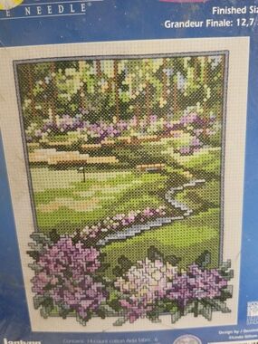 Janlynn Floral Garden Cross Stitch Kit- Green & Purple